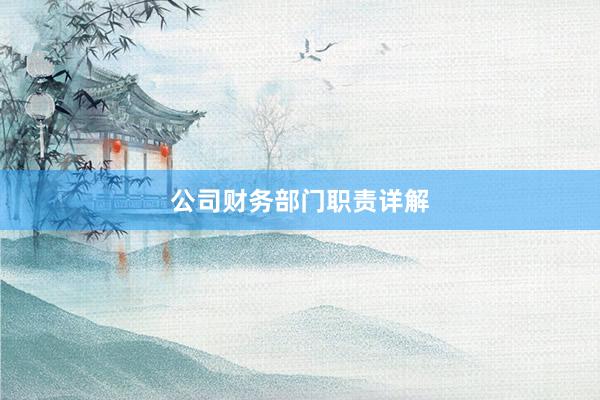 公司财务部门职责详解